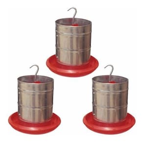 Comedouro Aves Galvanizado Prato Plástico 3Kg 3 Unidades