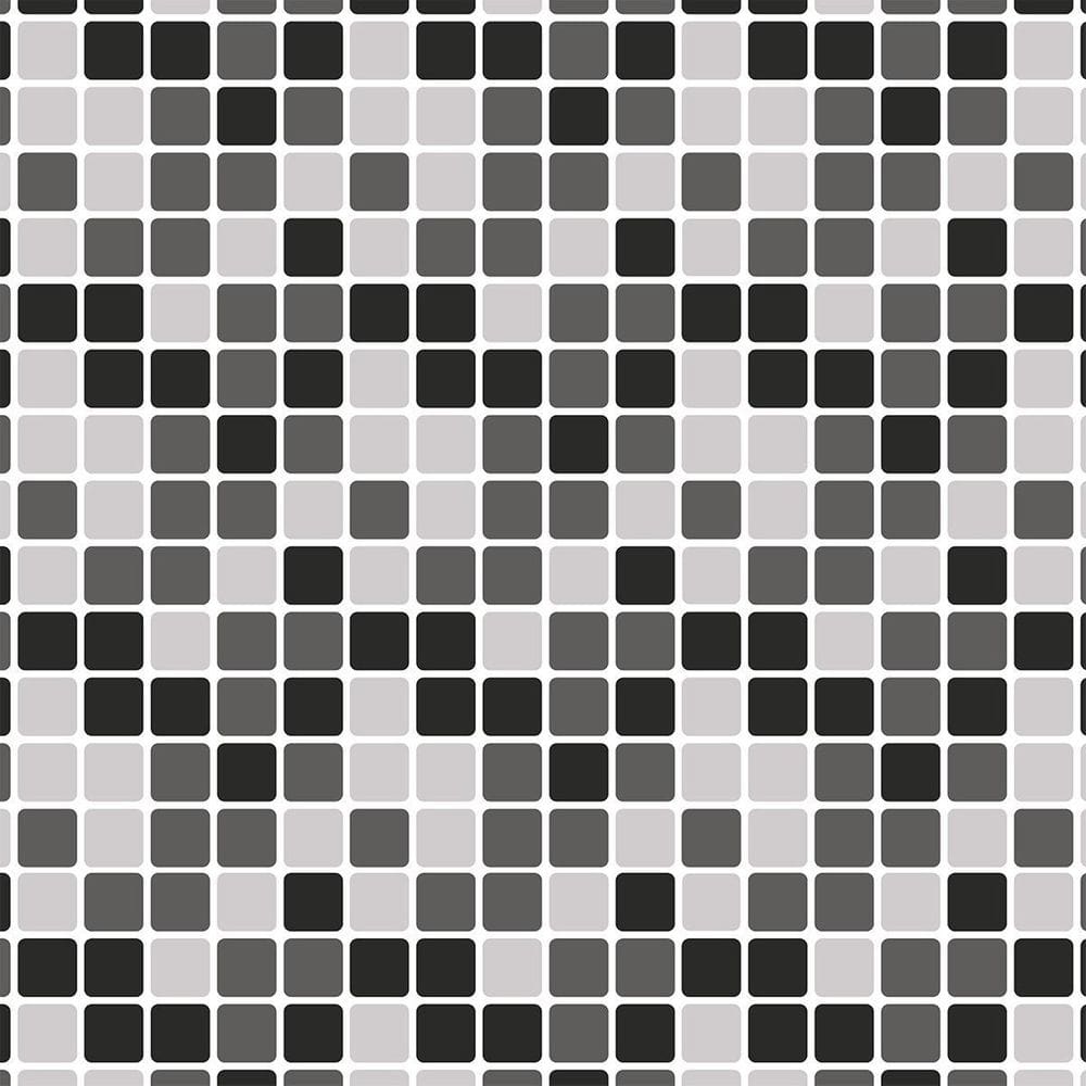Papel De Parede 3D Pastilha Preta Decorado Cozinha 10Mx45Cm