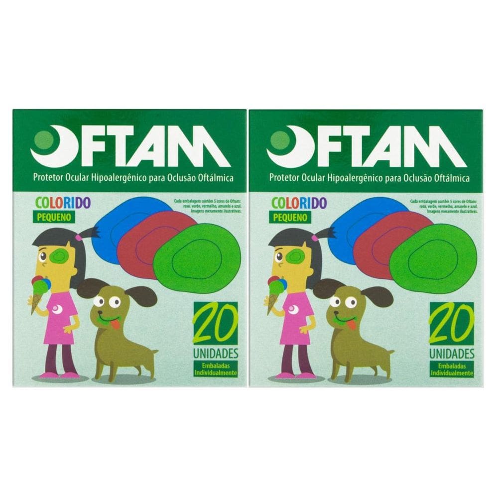 Kit 2 Protetores Ocular Oftam Pequeno Colorido 20 Unidades