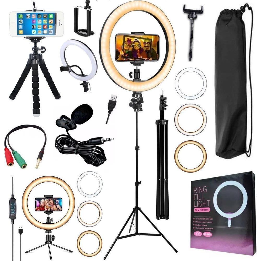 Kit Youtuber Profissional Microfone Lapela Tripé Pedestal