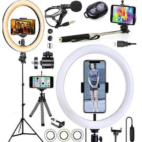 Kit Acessórios Youtuber Tripé + Ring Light Celular Universal