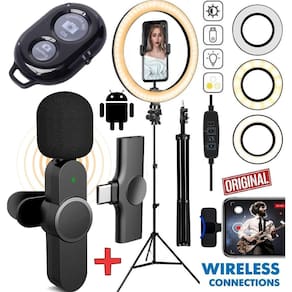 Kit Youtuber Tripé Microfone Sem Fio Celular Smartphone Usb