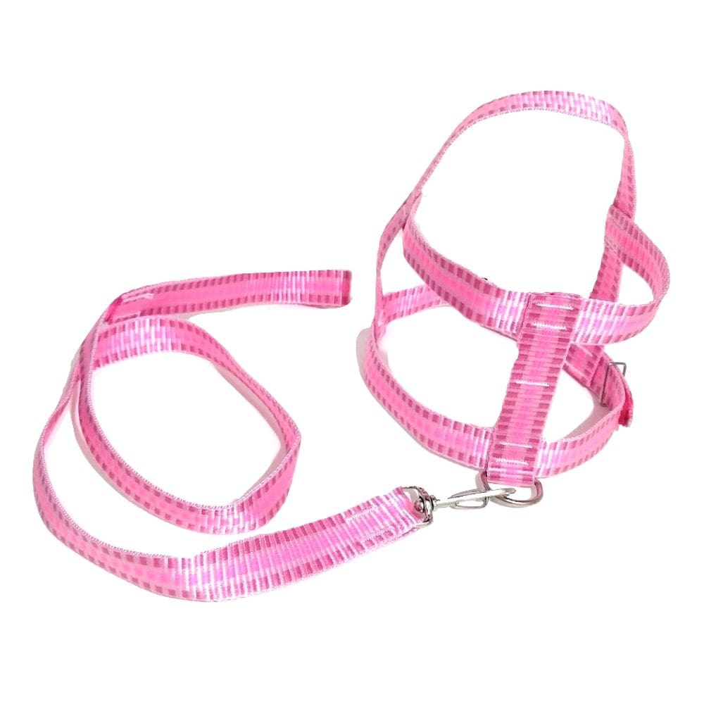 Guia com peitoral 25mm rosa quadriculado 4 46 cm a 51 cm