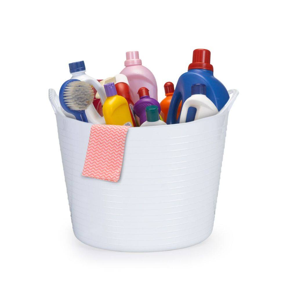 Balde Flexivel Cesto Multiuso Branco Roupa Brinquedos 30L