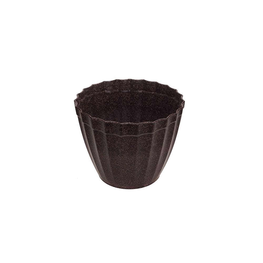 Vaso Marrom Imbuia Cachepot Medio Plissado ECO