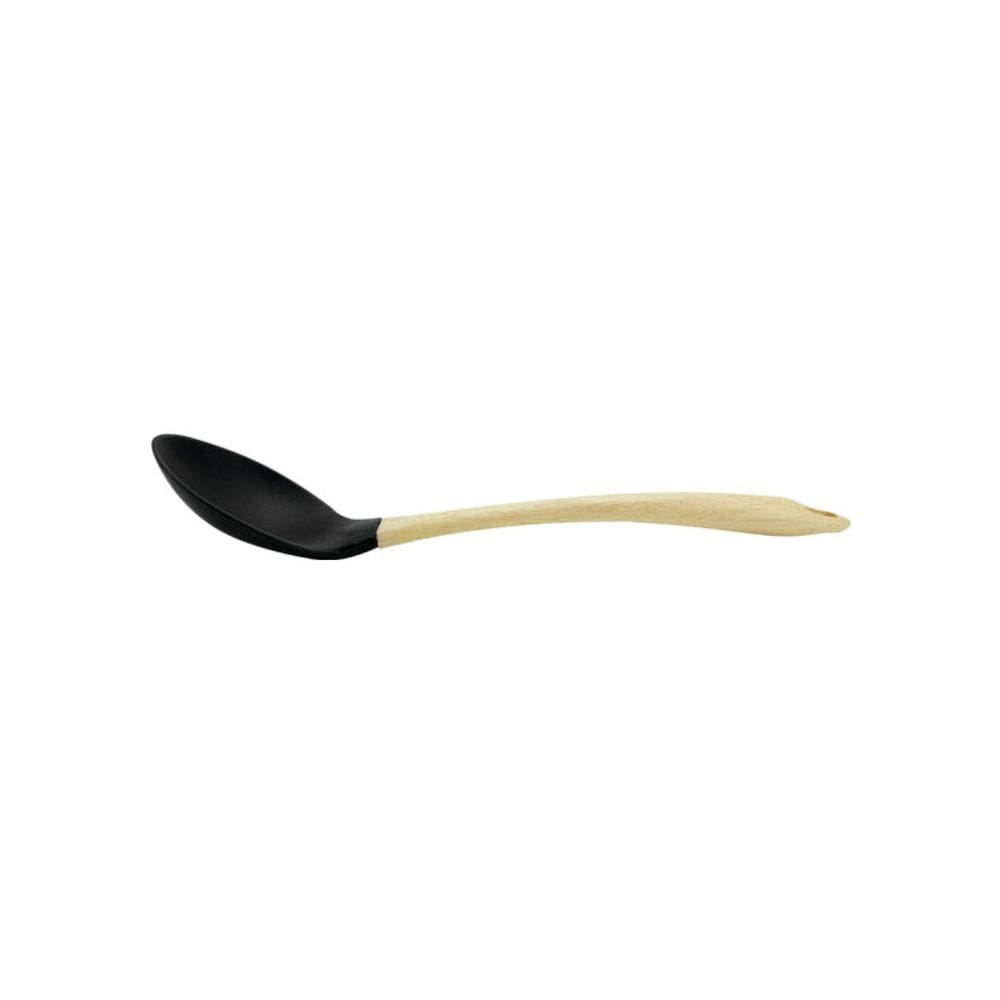 Colher de Silicone Preto Talher Cabo Madeira Siliwood 1un