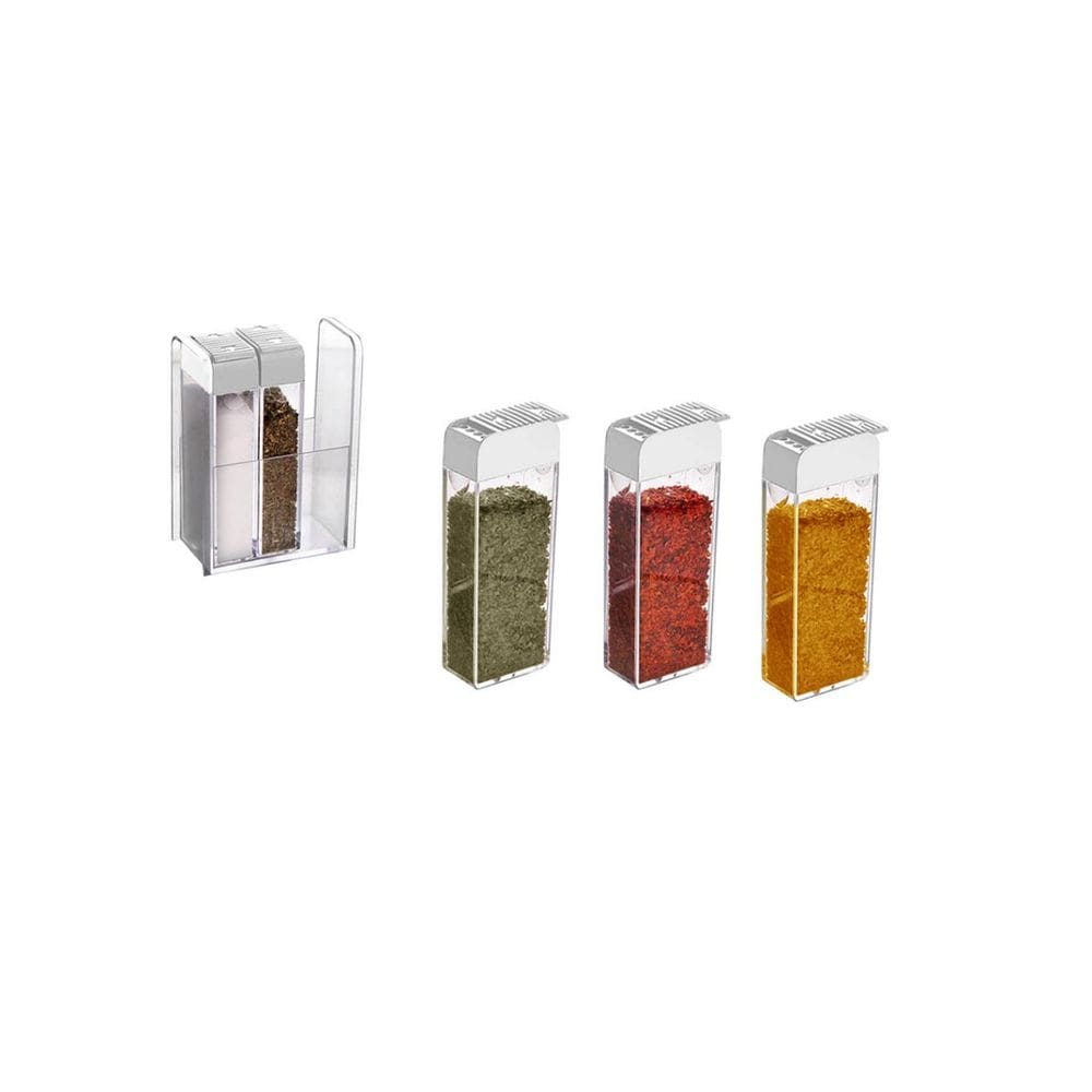 Saleiro Porta Condimentos Temperos Suporte Transparente 3un