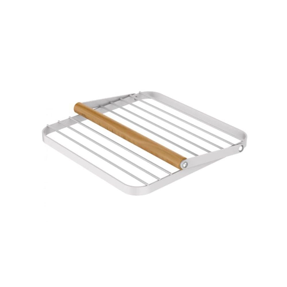 Porta Guardanapo de Mesa Metal Branco e Bambu