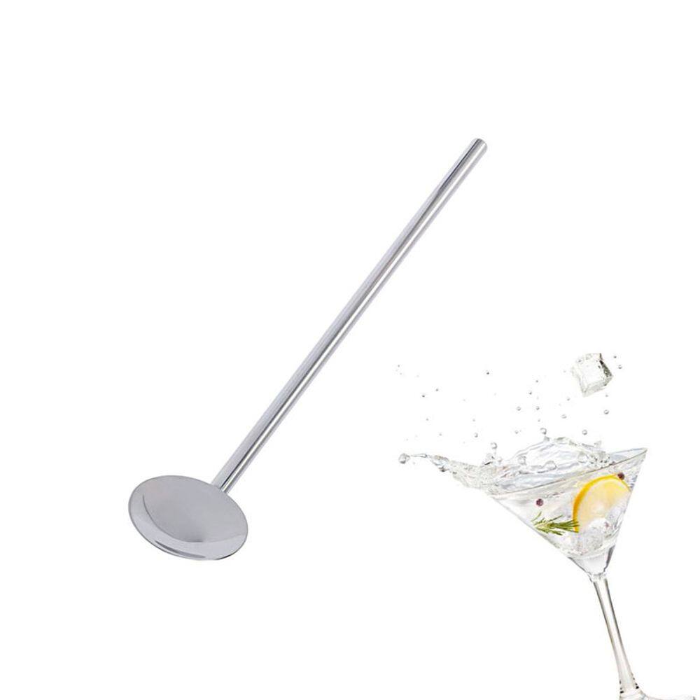 Colher Canudo em Aço Inox Prata para Drinks 20cm