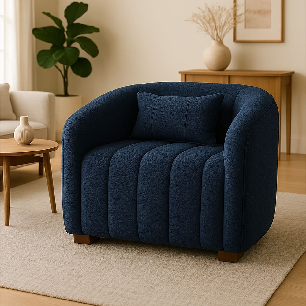 Poltrona Decorativa Lilian Boucle Azul Marinho - Londrilar