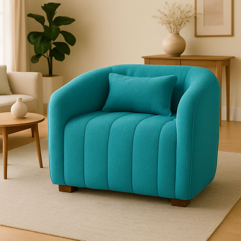Poltrona Decorativa Lilian Boucle Azul Turquesa - Londrilar