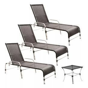 3 Espreguiçadeiras e Mesa para Piscina, Área, Varanda Trama