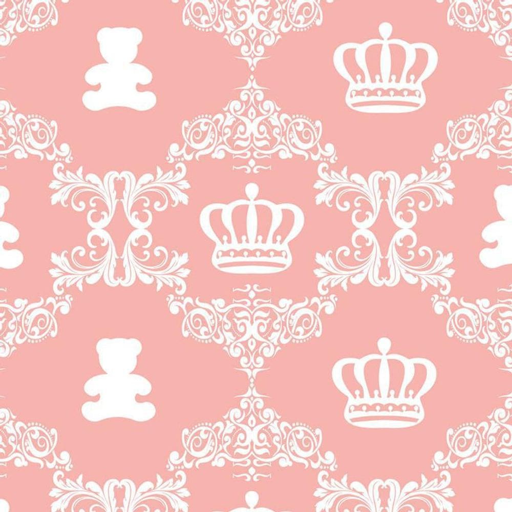 Papel Parede Rosa Clara Desenho Urso Infantil Bebê Adesivo