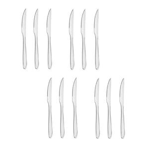 Faca de Mesa Serrilhada Churrasco Talheres Inox Victoria 12un