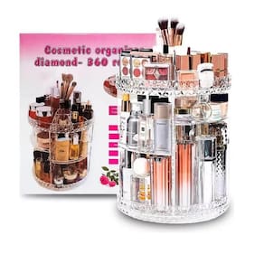Suporte Organizador De Cosmeticos Perfumes Maquiagem Giratorio E Ajustavel Armazenagem 3 Andares Acrilico Com Rotação