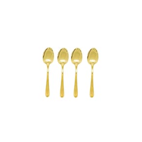Colher de Sobremesa Dourado Ouro Talher Metal Jogo 4un