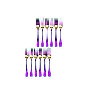 Garfo de Sobremesa Furta Cor Talher Metal Inox Jogo 12un