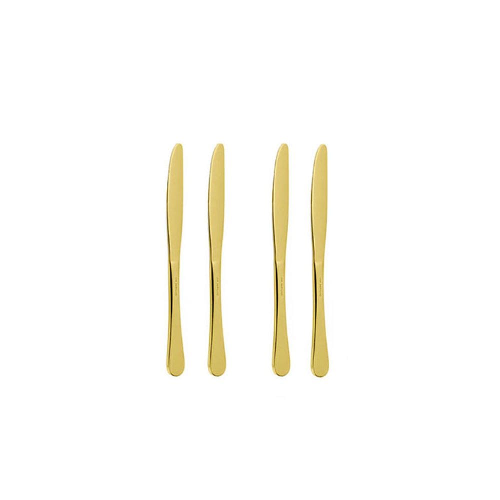 Faca de Sobremesa Inox Dourado Talher Metal Jogo 4un