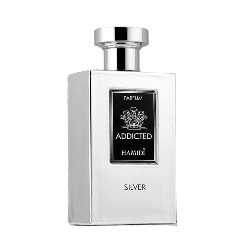 Perfume Hamidi Addicted Silver para homens 120 ml em spray de perfume