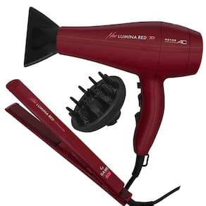 Kit Secador Com Difusor E Prancha New Lumina Red 3D