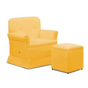 Poltrona de Amamentação Base Balanço e Puff Lígia Sintético Amarelo E03 - D`Rossi