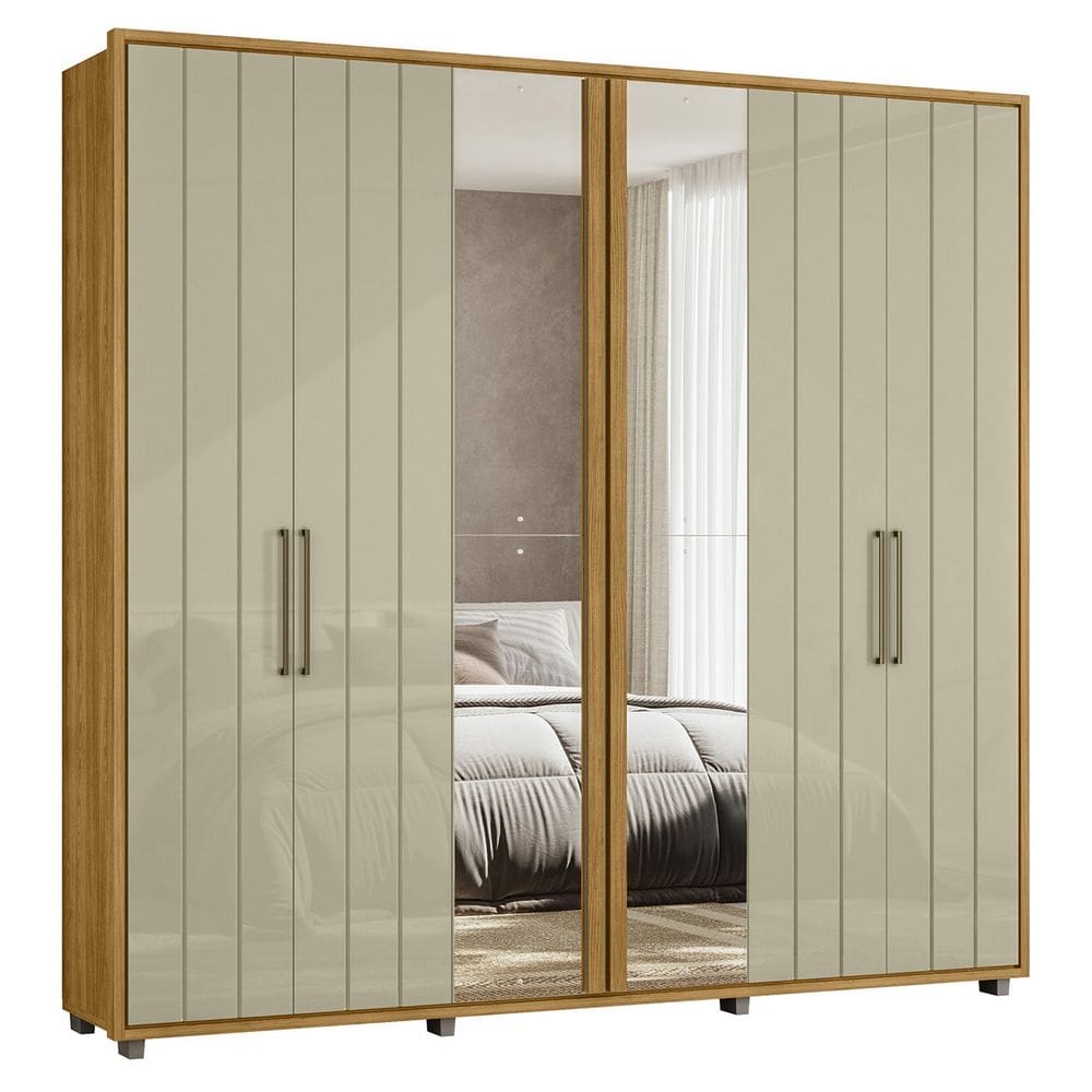 Guarda Roupa Casal 250cm Com Espelho Vibe Opala/Cumaru Z10 - Mpozenato