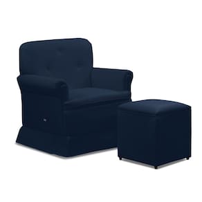 Poltrona de Amamentação Base Balanço e Puff Lígia Sintético Azul Marinho E03 - D`Rossi