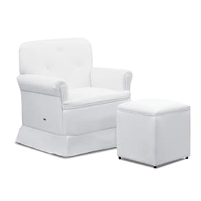 Poltrona de Amamentação Base Balanço e Puff Lígia Sintético Branco E03 - D`Rossi