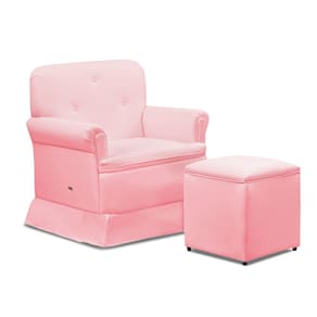 Poltrona de Amamentação Base Balanço e Puff Lígia Sintético Rosa Bebê E03 - D`Rossi