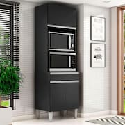 Armário Paneleiro Torre Quente 2 Fornos Ambiente Andréia Preto Fosco - AJL