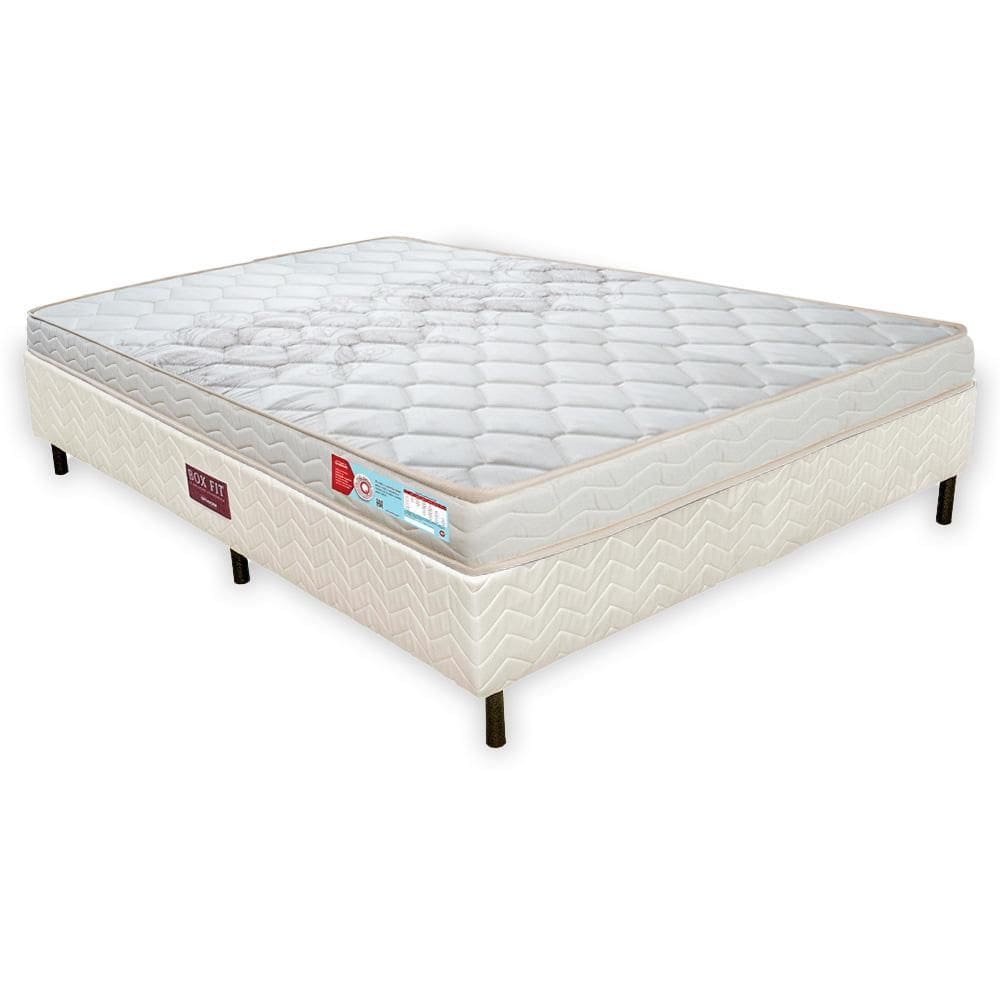 Conunto Colchão Ortopédico De Espuma D20 Cristal Base Box Fit Bege Casal 138X188x38 Alto Suporte