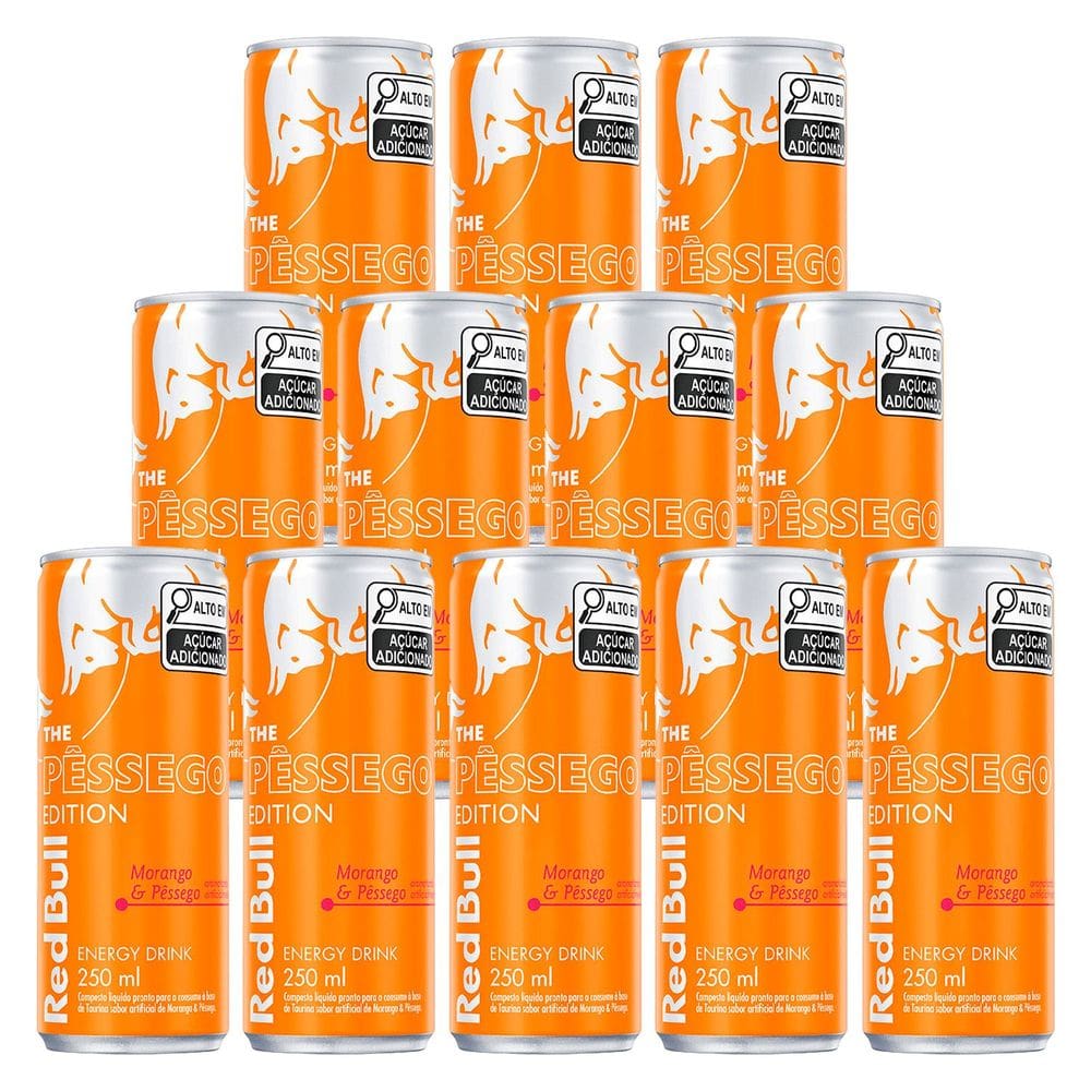 Energético Red Bull Morango e Pêssego 250ml 12 Unidades
