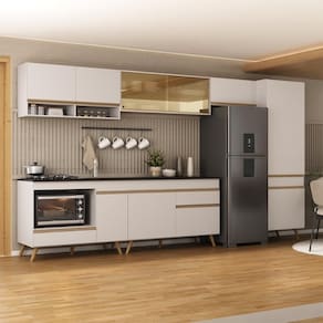 Cozinha Modulada Completa 357cm 6 Peças com Balcão para Cooktop Veneza Multimóveis MP2275