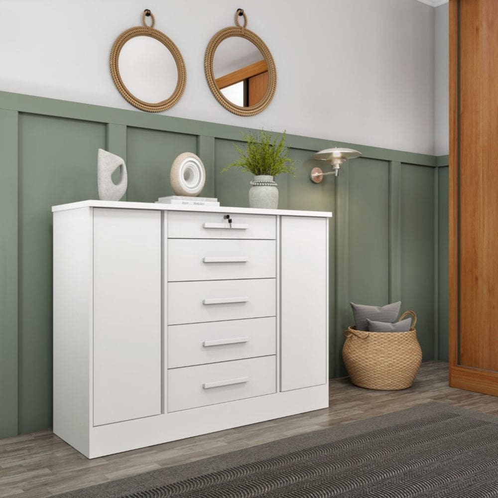 Cômoda para Quarto 2 Portas 5 Gavetas - Fortuna-Neve - Tcil Móveis