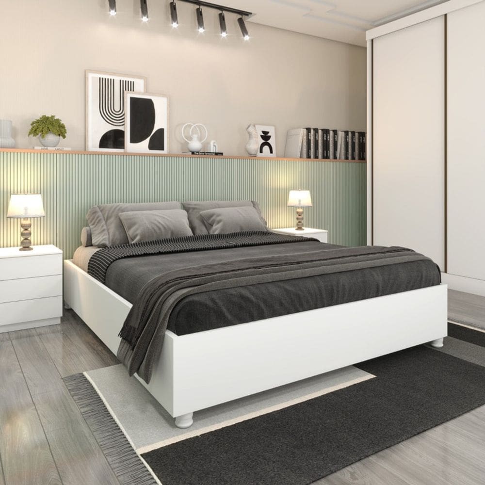 Cama Box Casal - Mônaco-Neve - Tcil Móveis