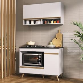 Armário de Cozinha Modulada Compacta 105cm com Balcão para Cooktop Veneza Multimóveis MP2260