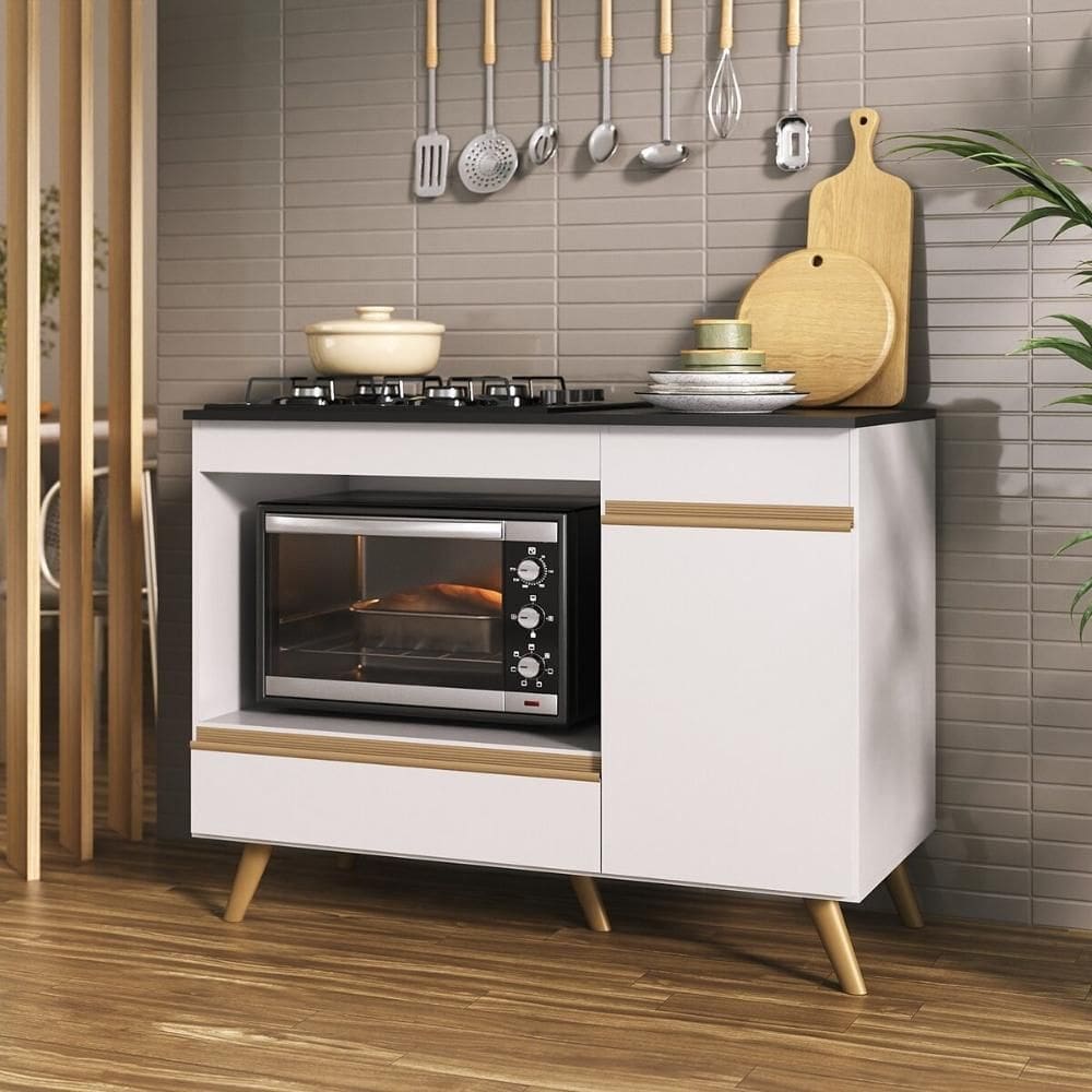 Balcão para Cooktop e Forno 105cm 1 Porta 1 Gaveta Veneza Multimóveis MP2258