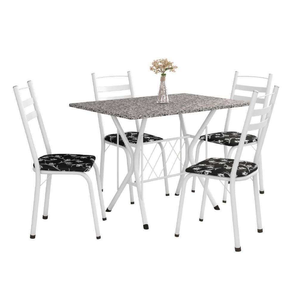 Conjunto De Mesa Itália New Com 4 Cadeiras 1,00m Artefamol