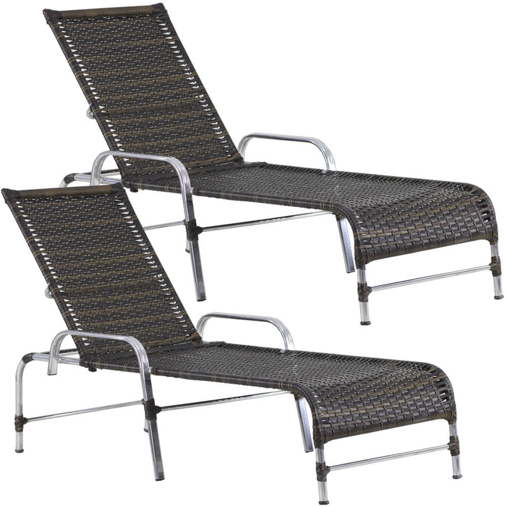  2 Espreguiçadeiras Decorativa para Piscina Jardim Trama 