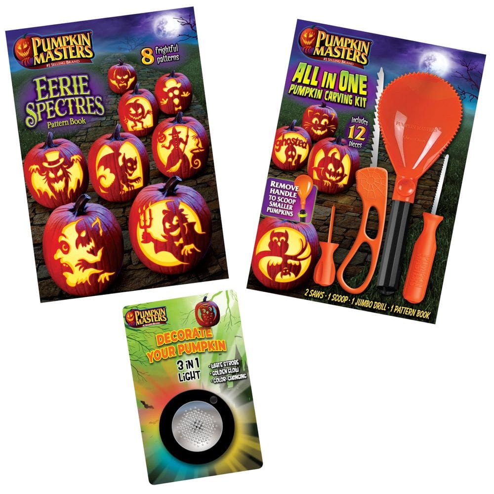 Kit de decoração de abóbora de Halloween Pumpkin Masters com luz