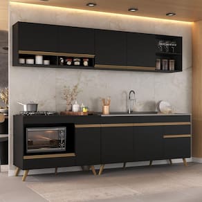 Armário de Cozinha Modulada Compacta 4 Pçs com Balcão para Cooktop Veneza Multimóveis MP2261