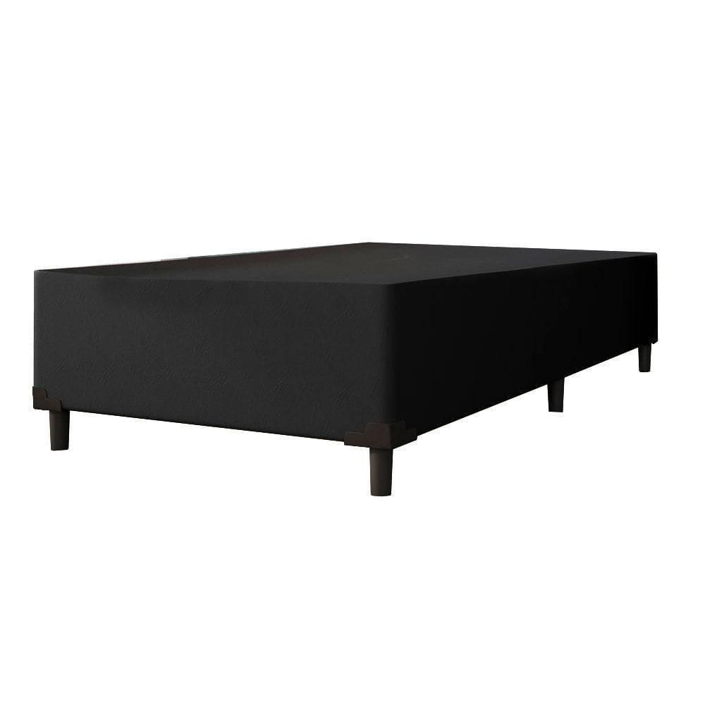 Cama Box 0,79 M Com 38cm De Altura Prince Suede Marrom Preto