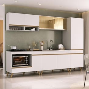 Cozinha Modulada Completa 287cm 5 Pçs com Balcão para Cooktop Veneza Multimóveis MP2271