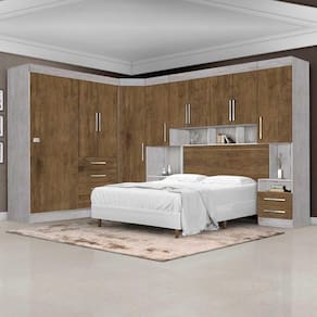 Dormitório Completo Ja Avelã P/ Cama Box 1,58M Queen Avelã