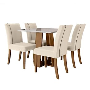 Mesa Sala De Jantar 4 Cadeiras Carvalho/off White