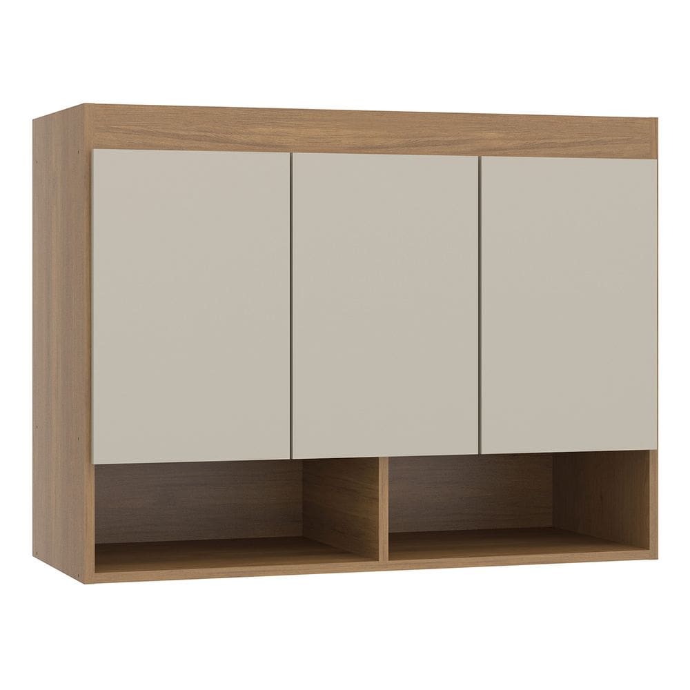 Armário Aéreo Modulado Quarto 3 Portas 90x68cm Carvalho