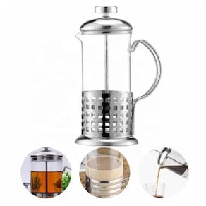 Cafeteira Francesa Em Inox Decorada Prensa Cremeira Chaleira Em Vidro Bule French Press Luxo 350Ml