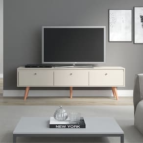 Rack para TV até 65` Pol. Retrô Pés Palito 160cm 3 Portas