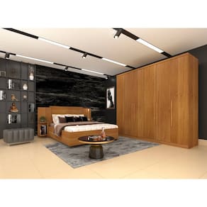 Guarda roupa casal grande 6 portas 2,39m - Veneza-Cinamomo - Tcil Móveis
