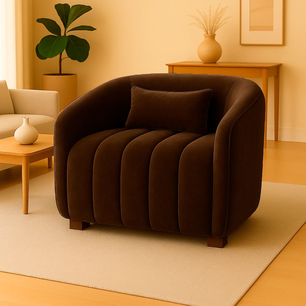 Poltrona Decorativa Lilian Veludo Marrom - Londrilar